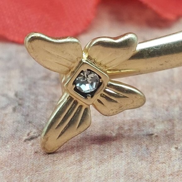 Lucky Brand Brushed Gold Tone Cuff  Bangle Bracelet Hinged Butterflies Crystal - Picture 3 of 11